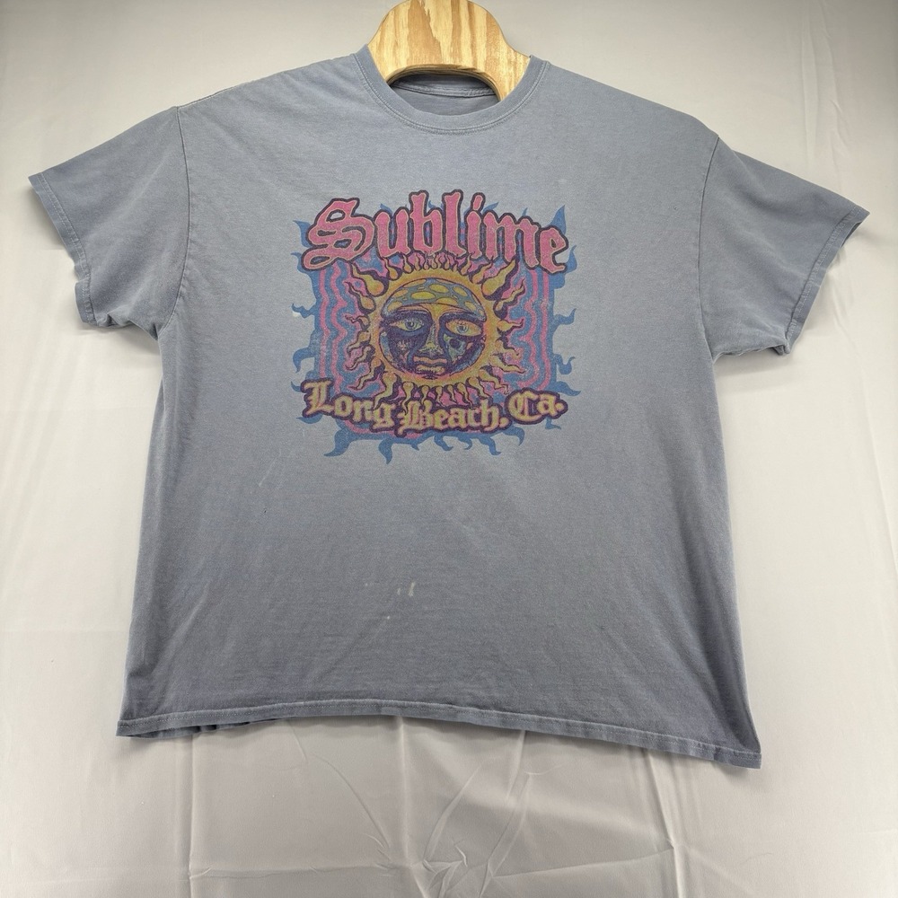 Sublime Long Beach, CA Distressed Holes Blue Short Sleeve Shirt Size 2XL